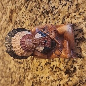 Vintage Rare Burwood Indian chief statue sitting  possibly 1950's